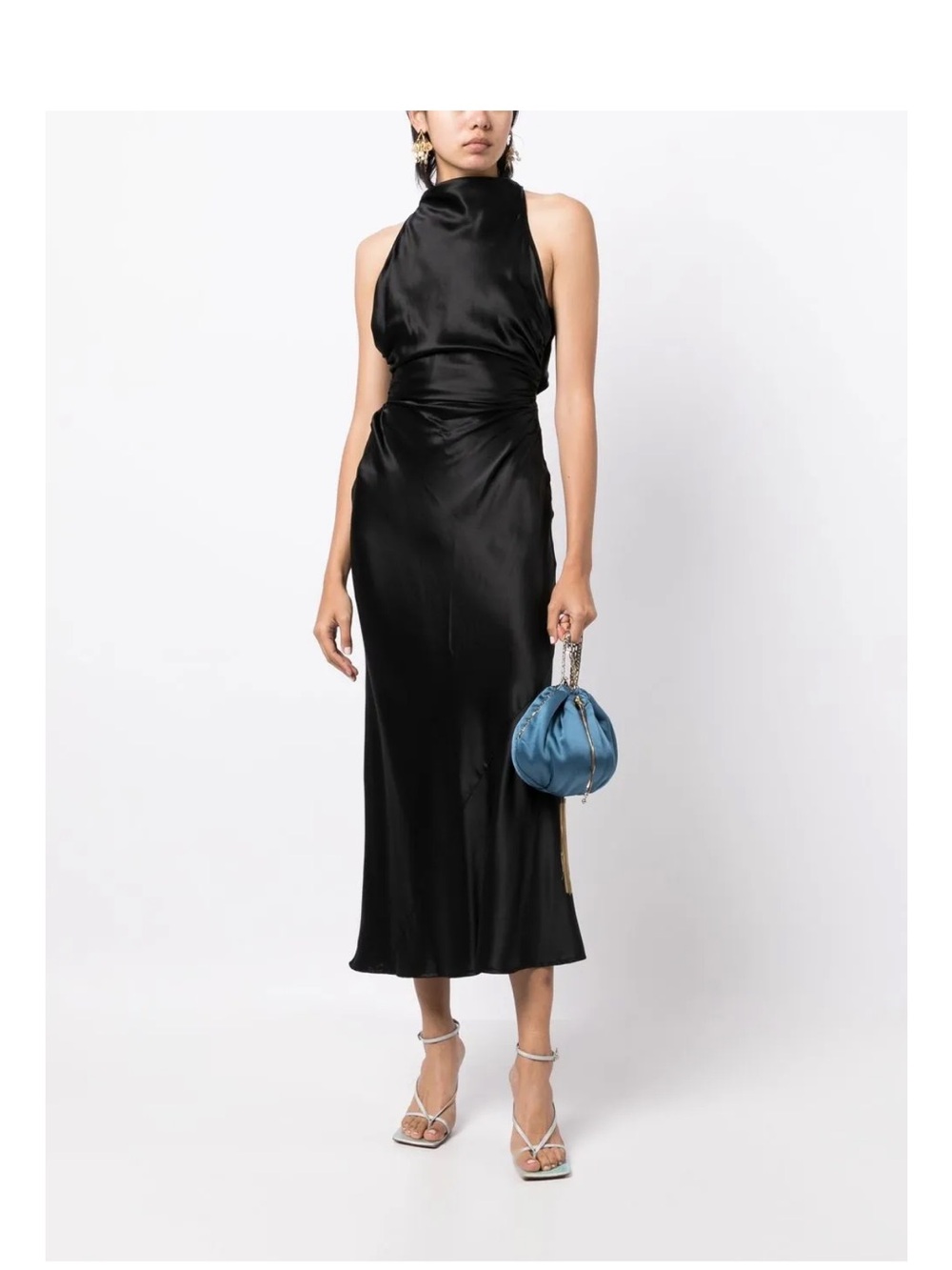 NWOT Reformation Black Casette Silk Midi Dress Sz 6